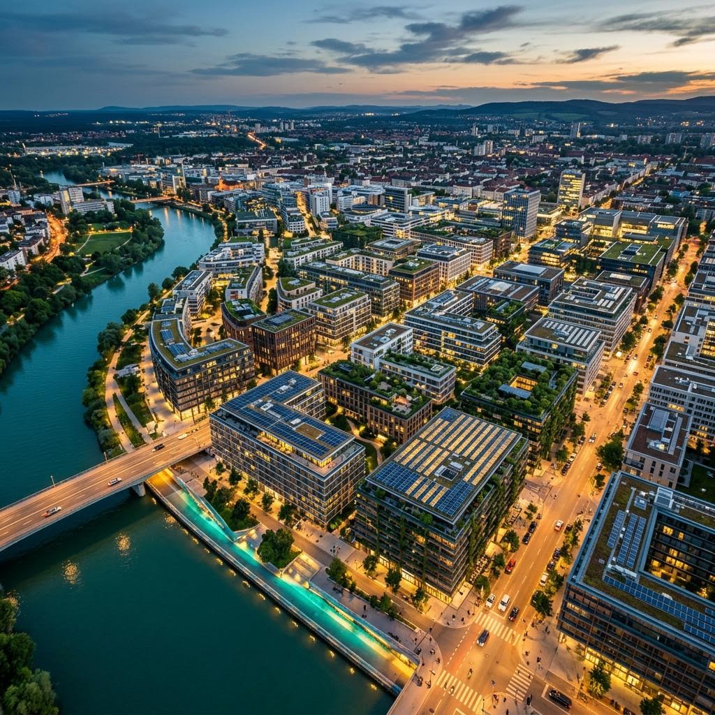 Aerial view of urban infrastructure
