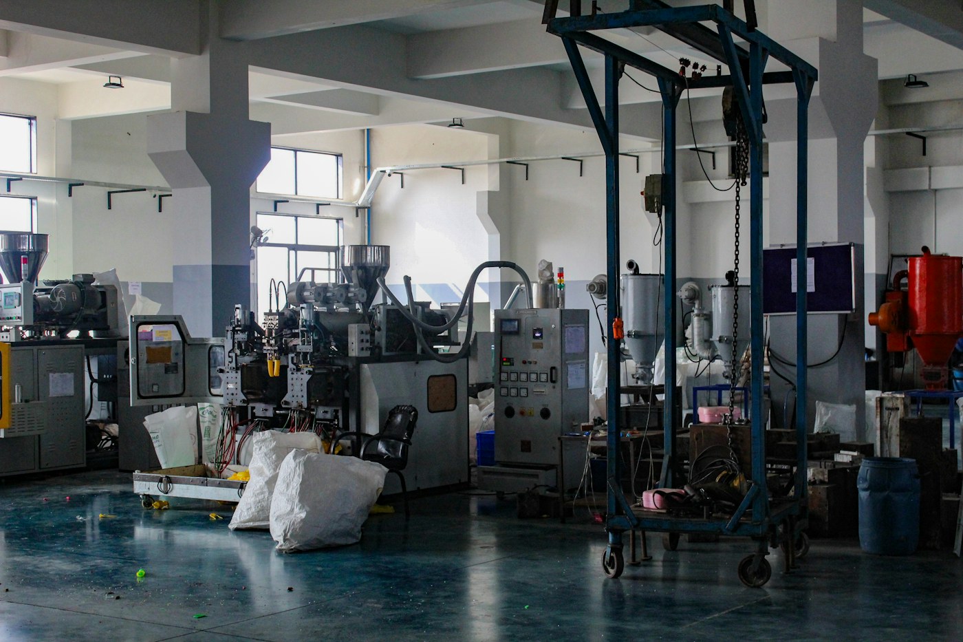 Machinery inside an industrial manufacturing facility